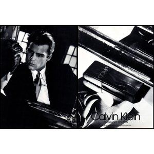 1988 Calvin Klein Cologne for Men 2 Page Vintage Print Ad Fragrance Wall Art